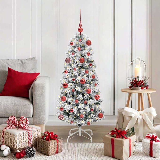 vidaXL - Kunstmatige - Hinged - Kerstboom - 150 - LED's - Groen - en - Wit - 120 - cm