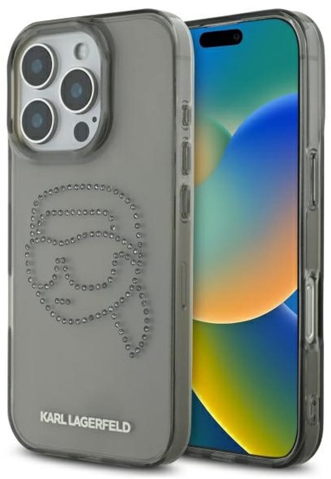 Karl Lagerfeld KLHCP16XHKHDCELK iPhone 16 Pro Max 6.9" black/black hardcase IML Rhinestones Karl Head