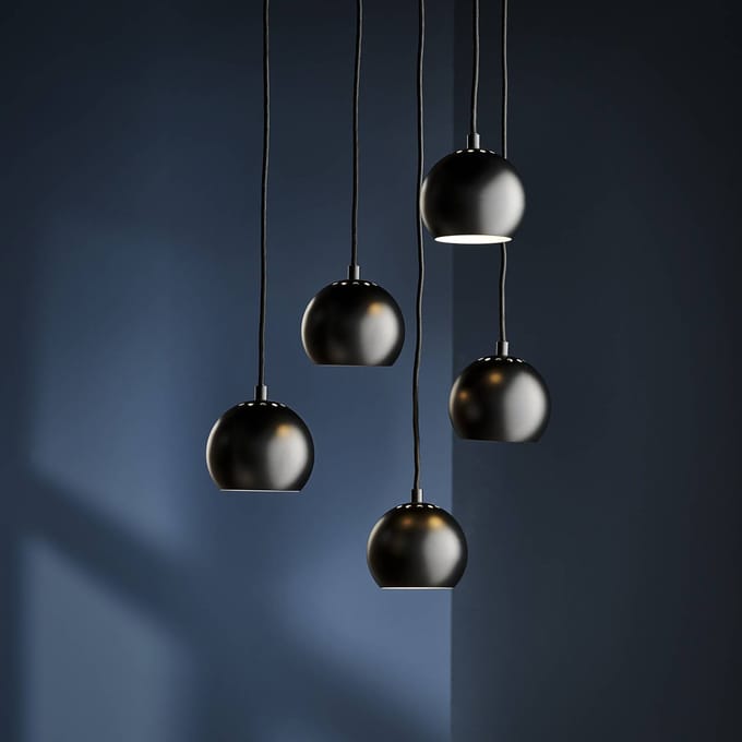 FRANDSEN hanglamp Ball, matzwart, Ø 12 cm