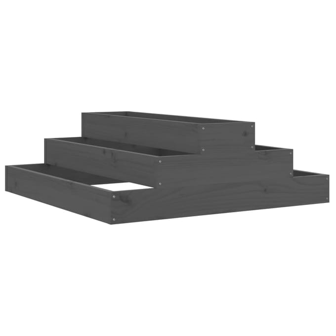 vidaXL - Plantenbak - 80x80x27 - cm - massief - grenenhout - grijs