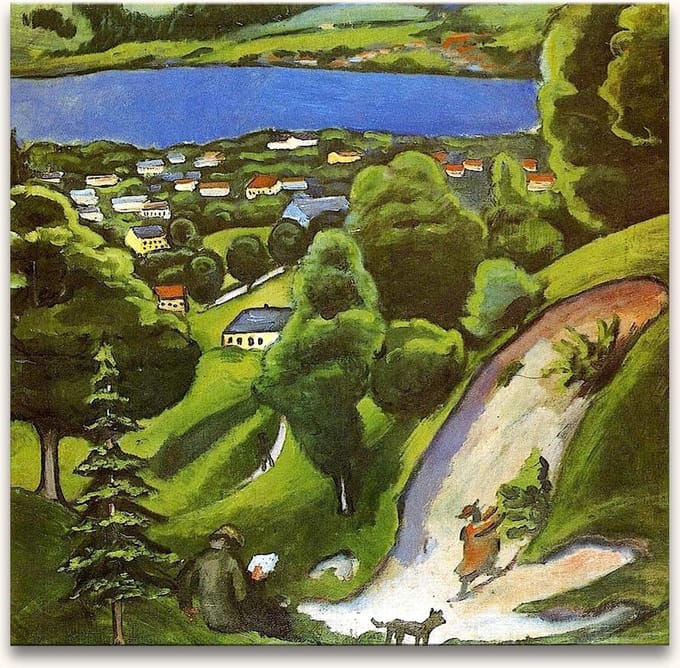 Handgeschilderd olieverfschilderij - olieverf op canvas - August Macke 'De Vallei'