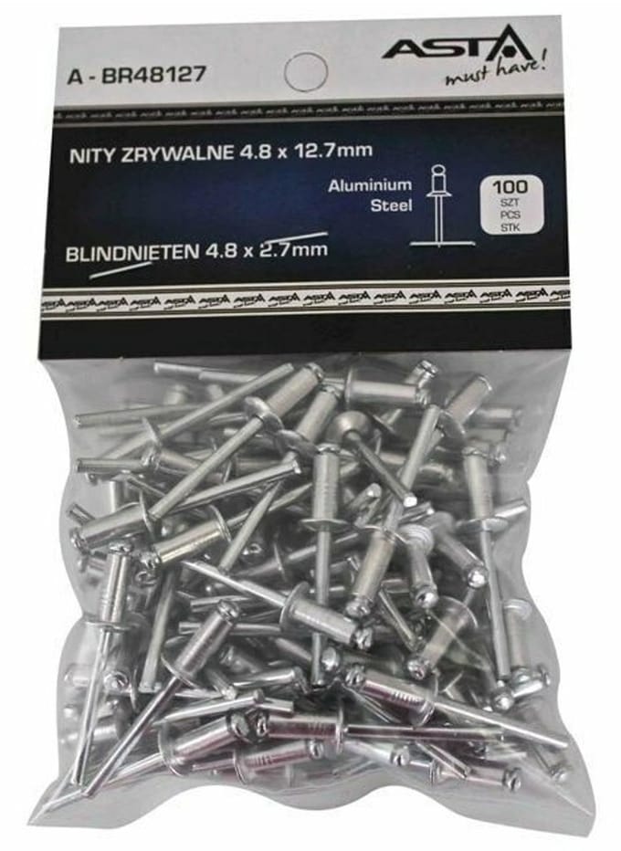 Popnagel set - 100 delig - Popnagels 4.8x12.7mm - Aluminium - ASTA