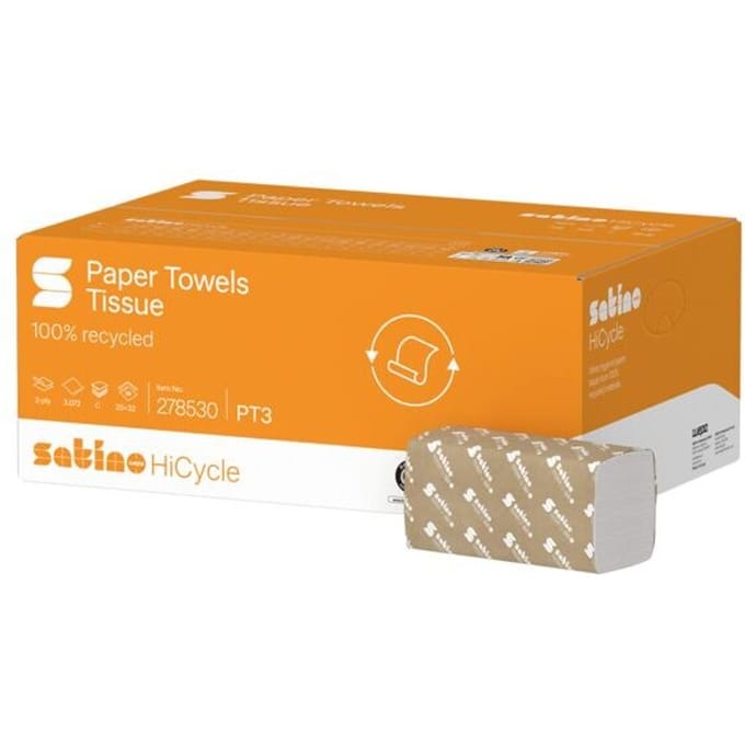 Handdoek Satino PT3 HiCycle c-vouw 2-laags 250x320mm 24x128 vel wit 278530