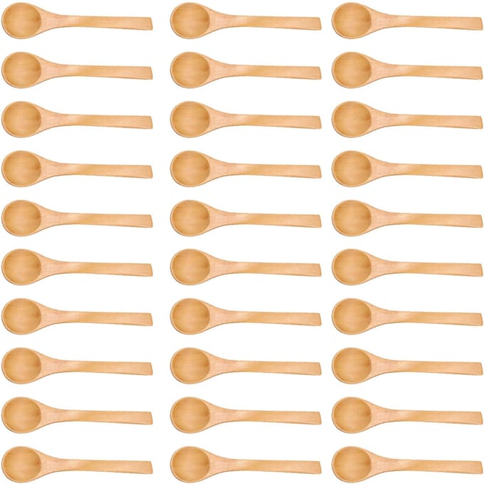 30 stuks Mini Natuurlijk Houten Kinderlepel Keuken Kruidenhulpmiddel beige