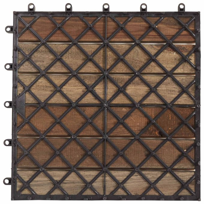 vidaXL - Terras - Tegel - 10 - st - Grijs - 30 - x - 30 - cm - Acaciahout