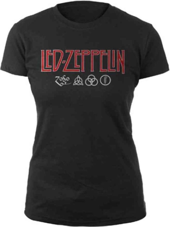 Led Zeppelin - Logo & Symbols Dames T-shirt - XL - Zwart