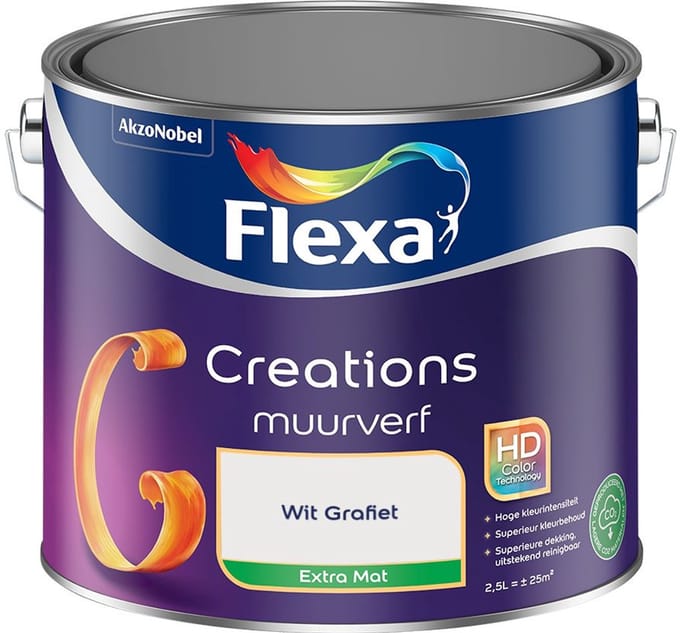 Flexa - Creations Muurverf Extra Mat - Wit Grafiet - Mengverf - 2,5 L