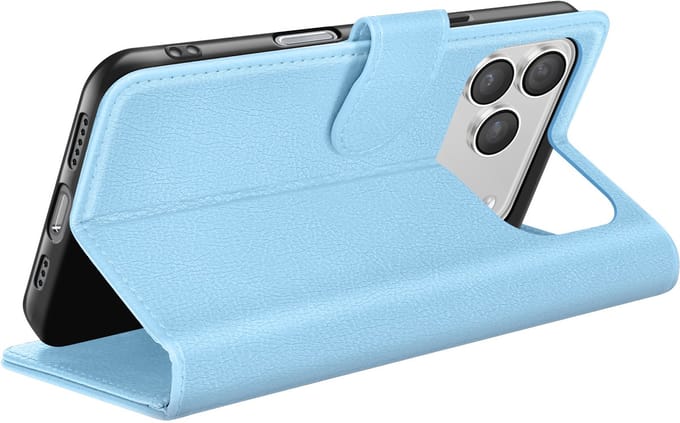 Zanae, Hoesje geschikt voor iPhone 17 Pro Max - Wallet Case & Magneetsluiting, Lichtblauw