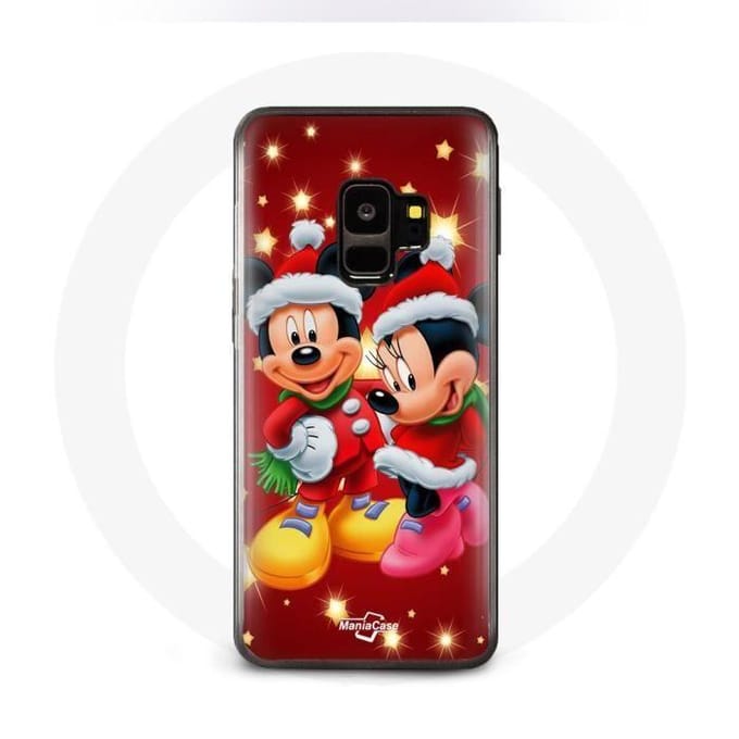 Coque pour Samsung Galaxy S9 Mickey Mouse et Minnie Mouse le jour de Noël