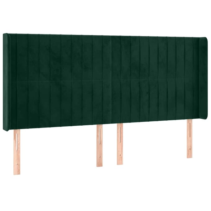 vidaXL - Hoofdbord - LED - 163x16x118/128 - cm - fluweel - donkergroen