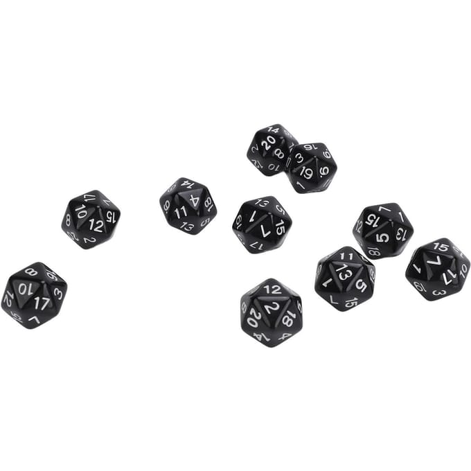 Ensemble de 10 dés polyédriques en plastique léger, dés à 20 faces pour jeux de rôle et jeux de table, vert