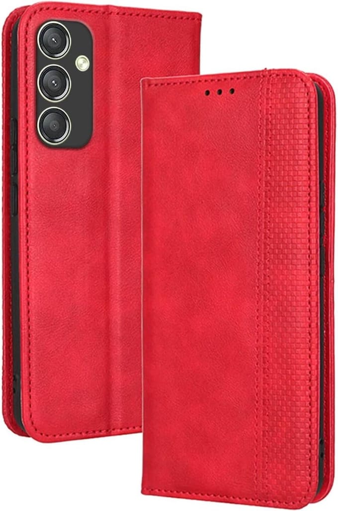 Geschikt voor Samsung Galaxy A35 5G - Book Case - Magnetische Flip hoesje - Rood