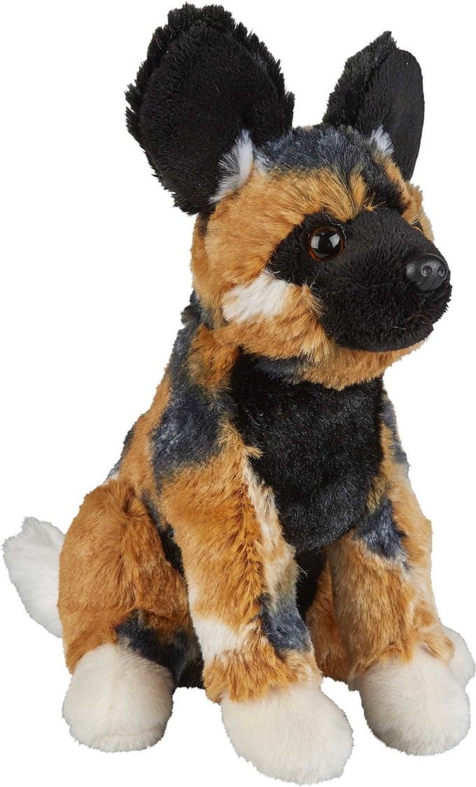 Ravensden Pluche knuffel dier - Afrikaanse wilde Hond - 18 cm - wilde dieren knuffel