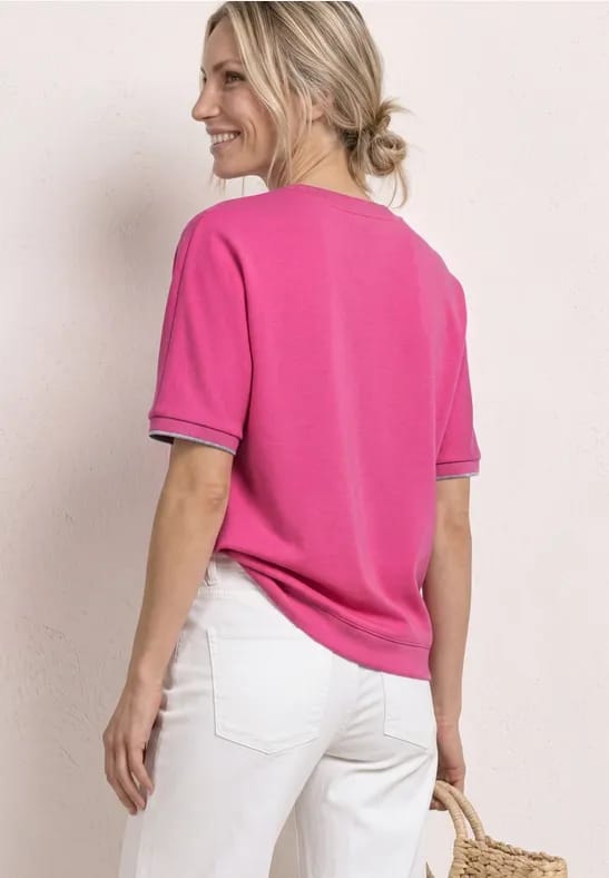 Shirt met ronde hals in Silk-Look