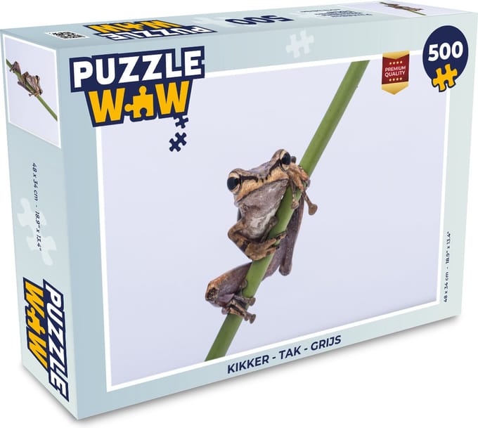 Puzzel Kikker - Tak - Grijs - Legpuzzel - Puzzel 500 stukjes