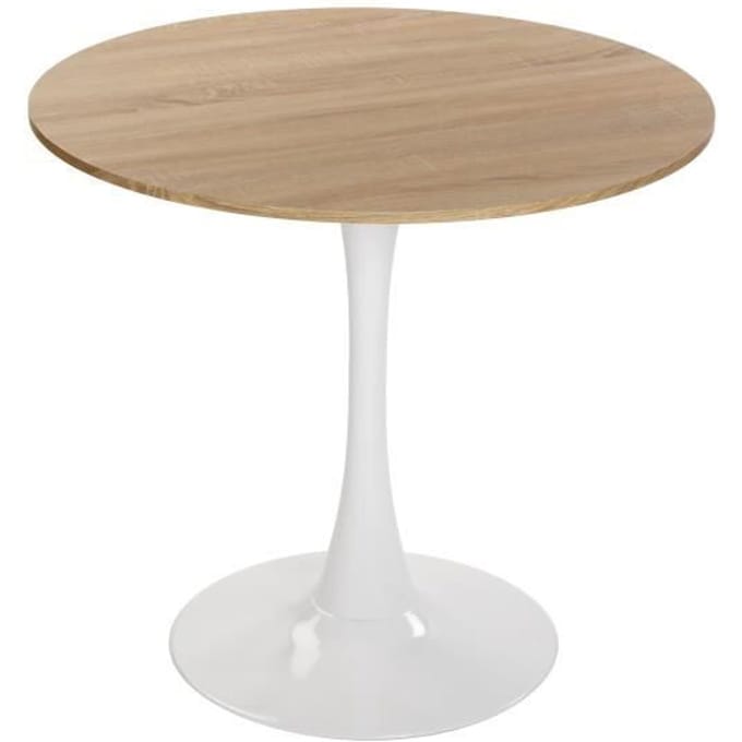 Eettafel - VERSA - Lia - Hout, PVC en metaal - Rechthoekig - Scandinavische stijl - Bruin en wit wit