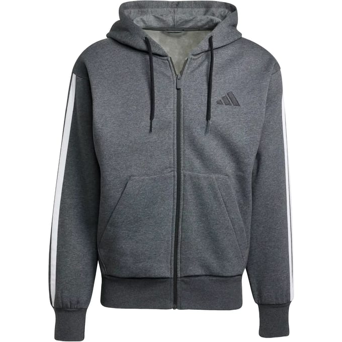 Adidas Essentials 3 Stripes Fleece Sweatshirt Met Rits Grijs M / Regular Man