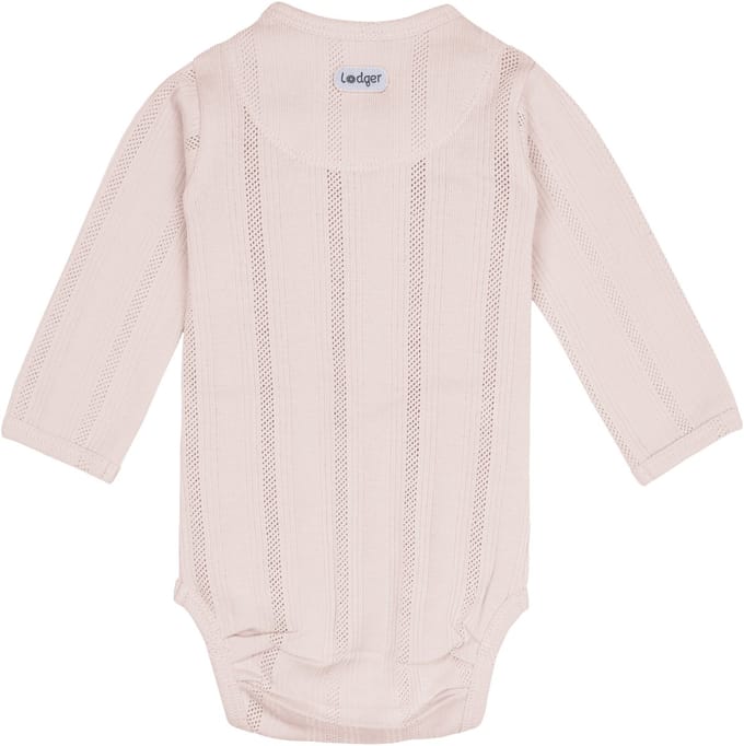 Lodger Romper met lange mouwen - Pointelle - Roze - Maat 56 - bio katoen - Overslag romper