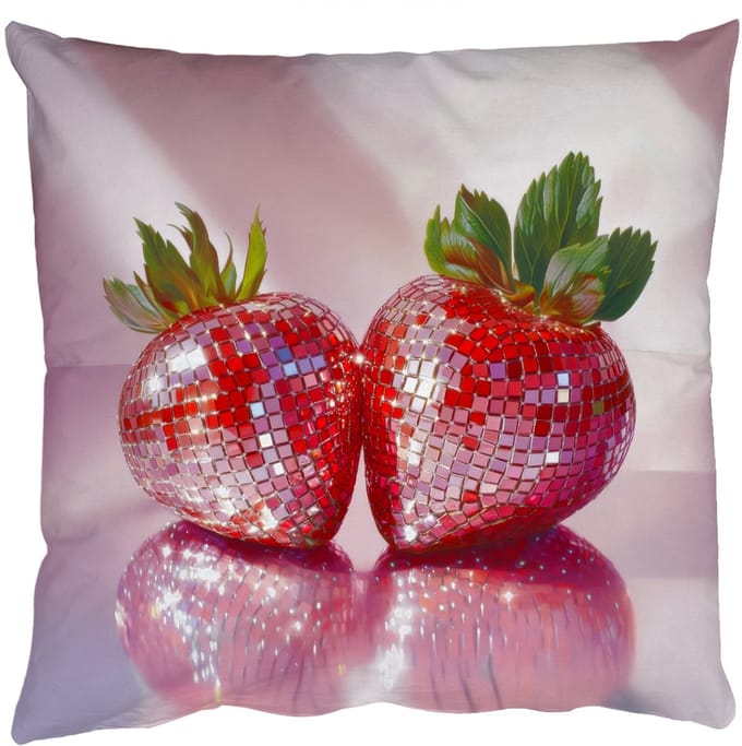 Sierkussens - Kussentjes Woonkamer - 60x60 cm - Disco - Fruit - Glitter - Strawberry