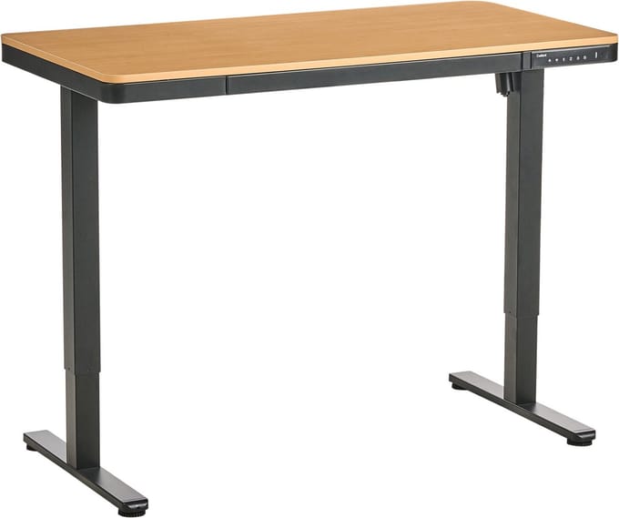 PENLY - Verstelbaar bureau elektrisch - Lichtbruin/Zwart - Staal