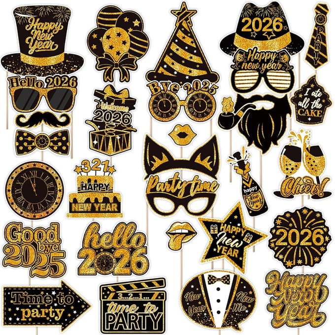 Solidchoice - 30 Stuks Nieuwe Jaar Fotobooth Props voor Feestelijkheden