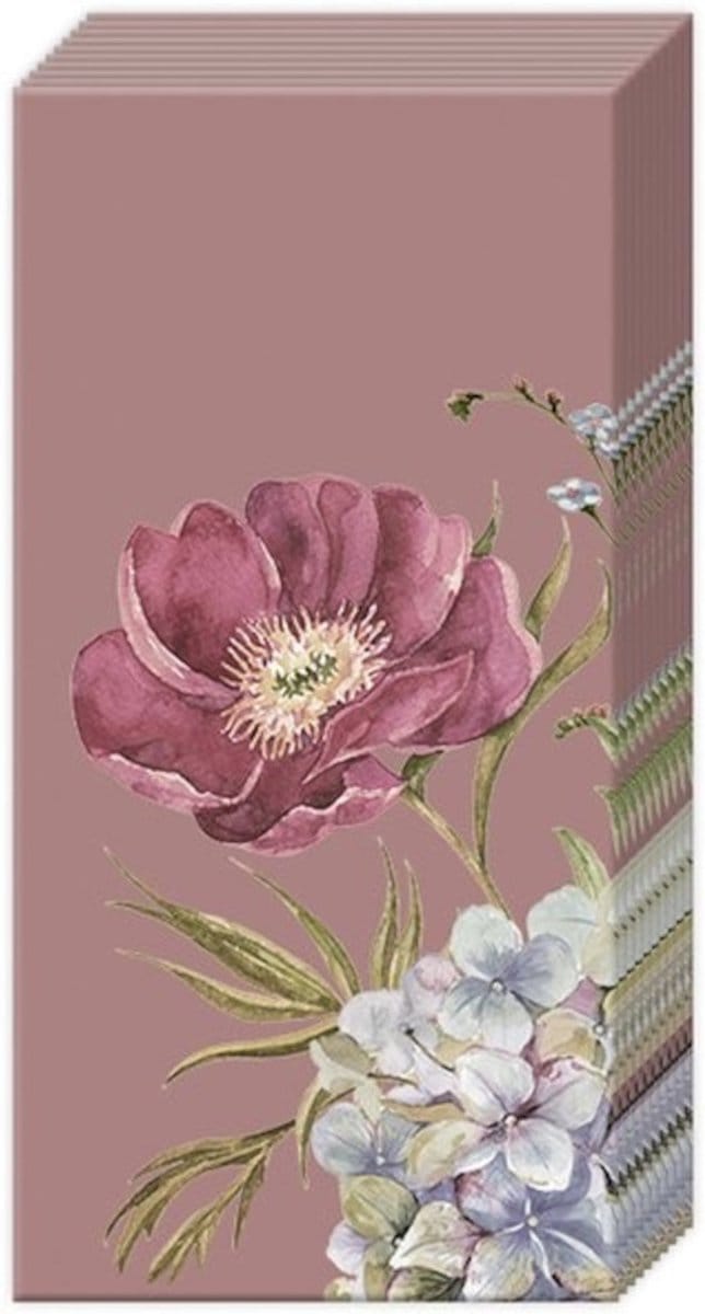 Zakdoeken Belles Fleurs Old Rose - IHR - 21x21 cm