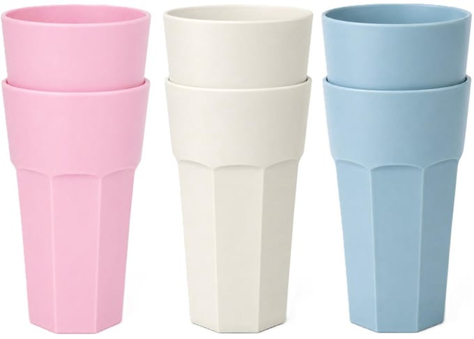 Plasticforte onbreekbare drinkglazen - 8x stuks - kunststof/plastic - mix van 3 kleuren - 600 ml - 16 cm