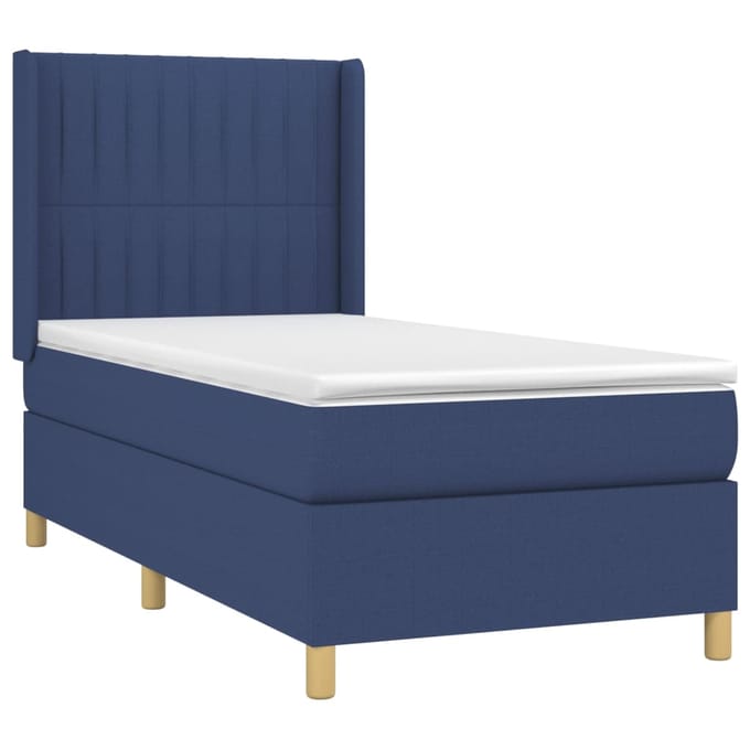 vidaXL - Boxspring - met - matras - stof - blauw - 80x200 - cm