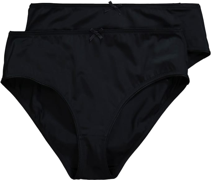 Ulla Popken - Dames - Slips set van 2 microvezel - Zwart - Maat 42+