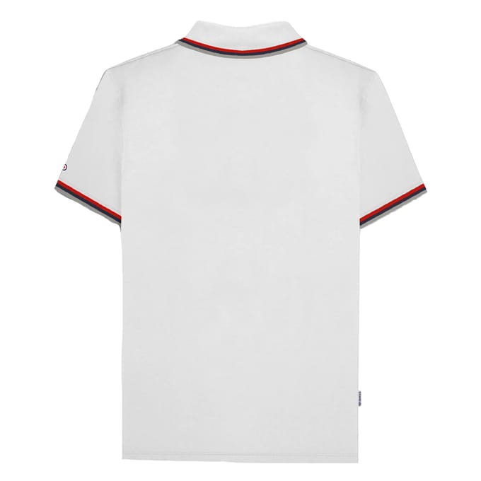 Lambretta Heren SS25 Drievoudig Getipte Polo Shirt (Wit/Rood)