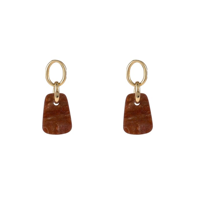 Go Dutch Label Oorknoppen Square Dangle Bruin