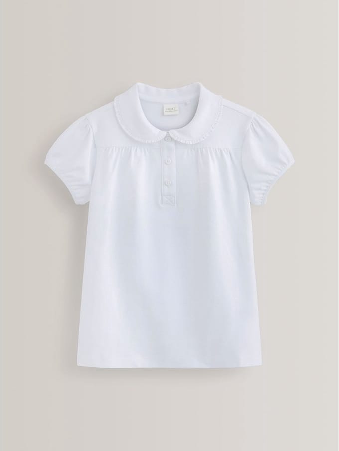 Next - Meisjes - Katoenen jersey schooltop met stretch en mooie kraag - Wit