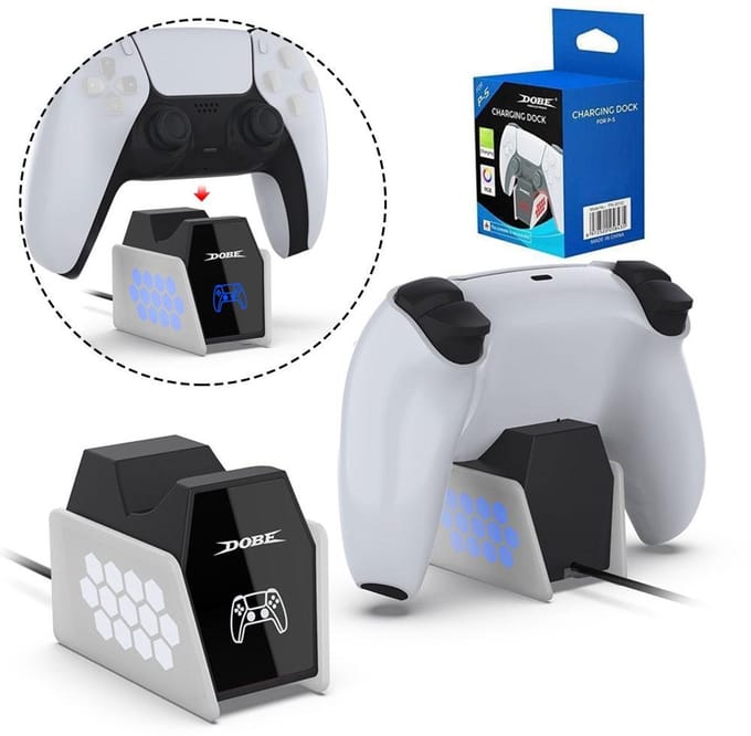 DOBE TP5-35132 | PS5 controller oplader | PS5 charging dock | DualSense laadstation | PS5 controller dock RGB | PS5 controller charger | PS5 oplaadstation | PS5 controller standaard | PS5 RGB dock | PS5 accessoire | PS5 controller houder |Charge dock