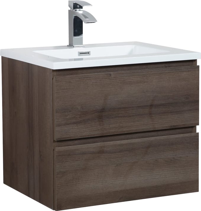 Badplaats Badkamermeubel Set Angela 60 cm – Bruin Eiken – Badmeubel met Wastafel