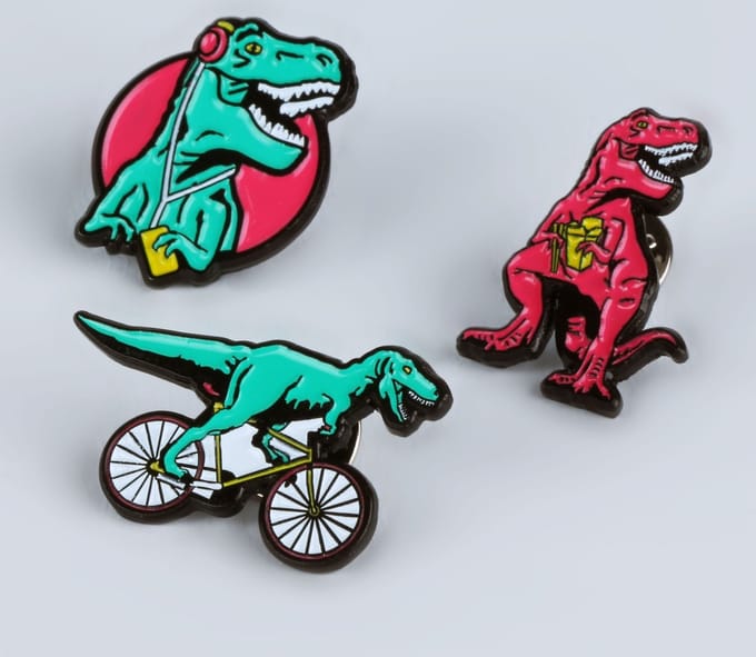 Mustard - T-Rex Pin Badges Set of 3 Pieces