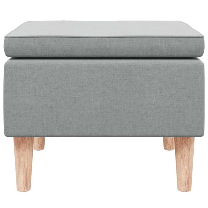 vidaXL - Kruk - met - houten - poten - stof - lichtgrijs