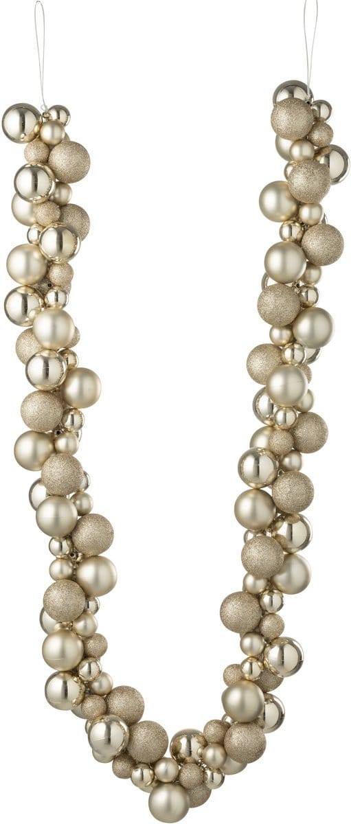 J-Line slinger Kerstbal - kunststof - beige