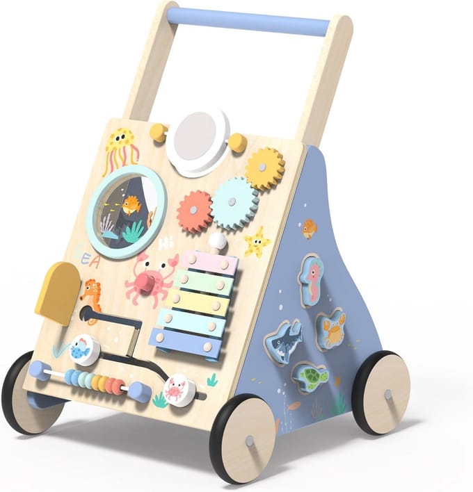 Houten Loopstoel voor Baby - Loopwagen met Steun voor Stappen