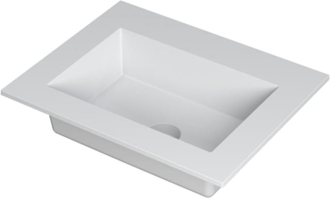INK Kraft wastafel polystone enkele bak zonder kraangat 60x45x1cm, mat wit