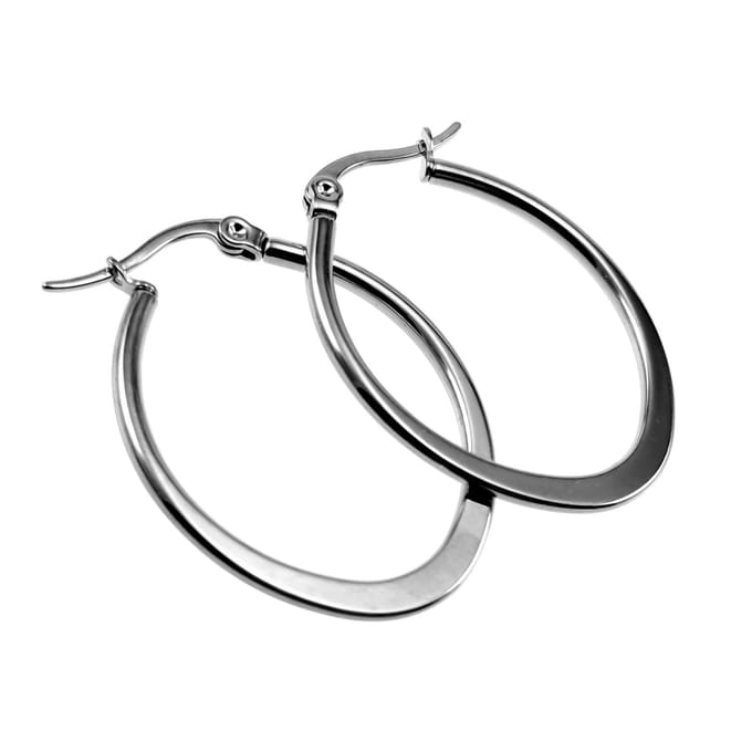 ∅30mm Oorbellen Dames - Gepolijst RVS - Ovale Oorringen