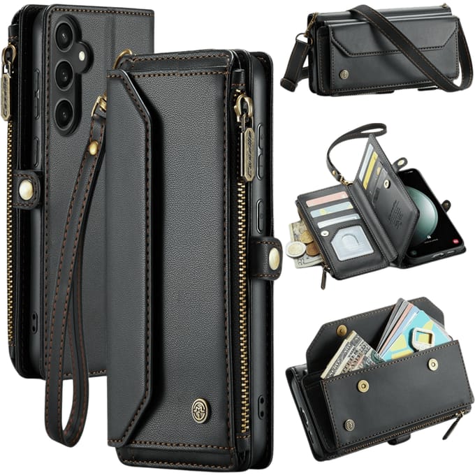 Caseme Samsung S23 FE Clutch Wallet met Koord Zwart