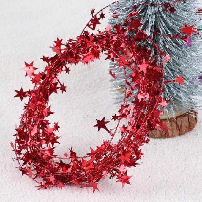Rood Lint - Versiering - Decoratie - Slinger - Kerst - Bruiloft - Ster - Krans - 7,5 meter - Rood - 1 Stuk