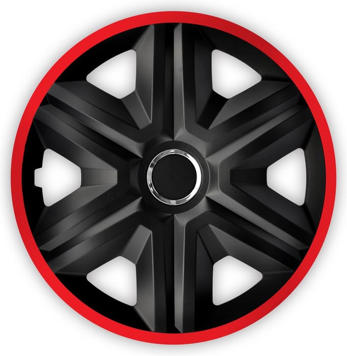 NRM FAST LUX - wieldoppen 15" - Set van 4 stuks - zwart en rood
