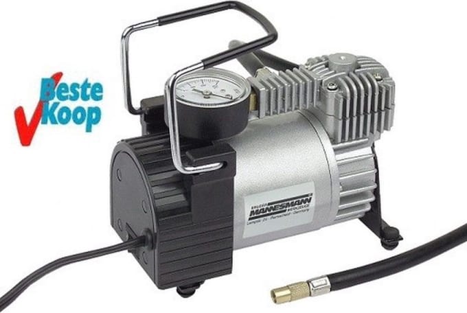 Brüder Mannesmann 01790 Compacte Compressor - 10 Bar - 12 Volt - in handige draagzak - Manometer - 2 jaar garantie