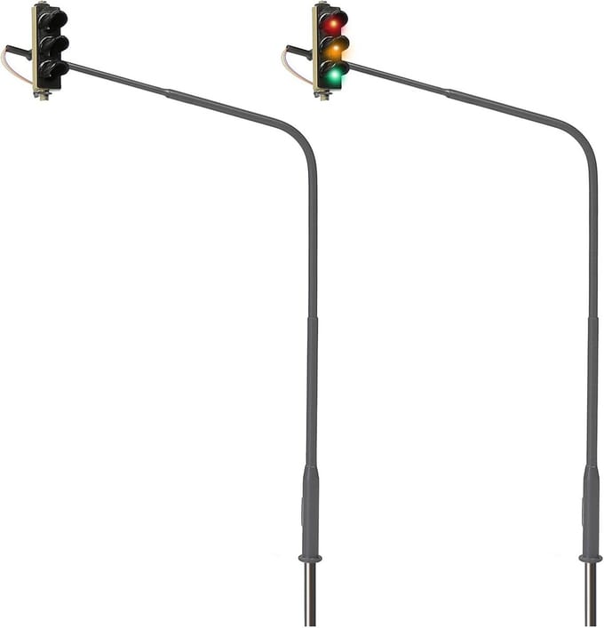 Set van 2 H0 Schaal 1:87 Verkeerslichten met LEDs voor Modelbouw