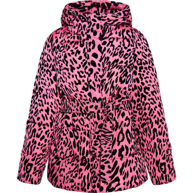 Faina Gewatteerd jasje met luipaardprint Dames Roze Leeuw