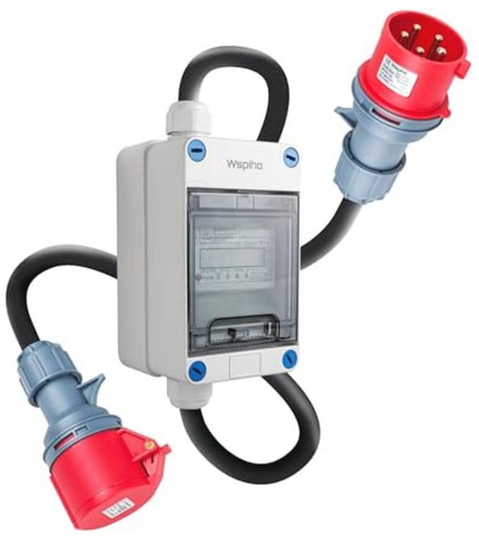 Mobiele digitale stroommeter 16 A met CEE-adapter en verlengkabel