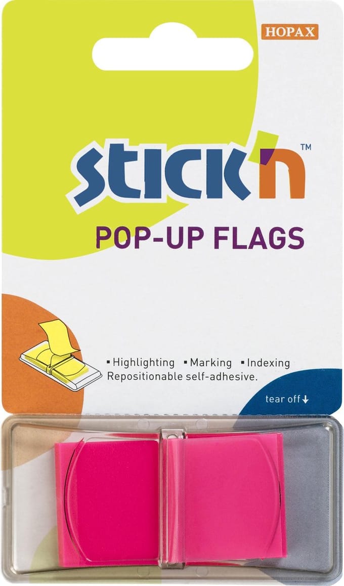 Stick'n Index tabs - 45x25mm - Neon Roze - 50 sticky tabs