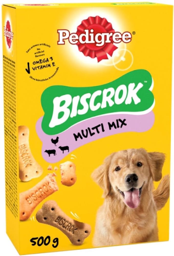 3x Pedigree Koek Multi Biscrok Kip/Rund/Merg 500g