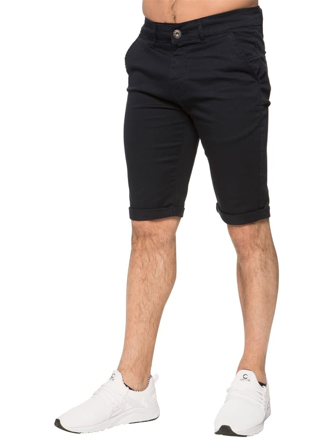 Enzo | Heren slim fit stretch chinoshort - marineblauw